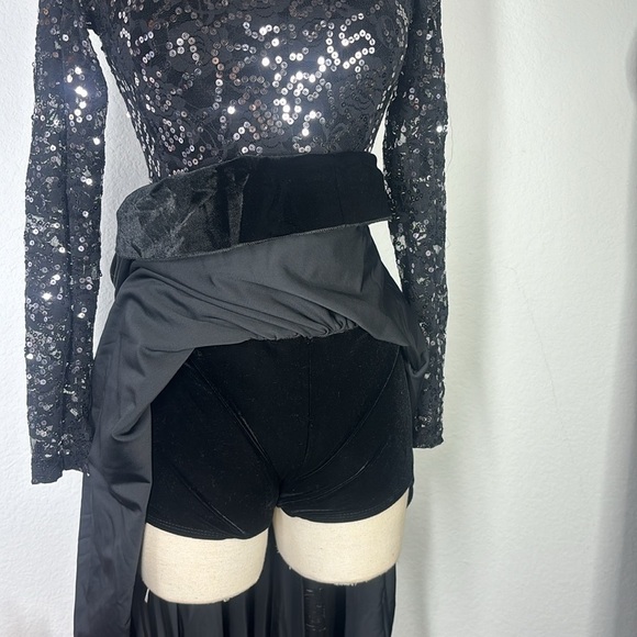 Algy black plush velvet lace and sequin performance dress size small - Picture 10 of 17